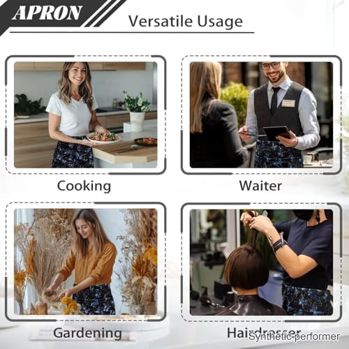 Server Apron with 3 Pockets 13 Inch Short Half Waist Aprons Waterproof Cooking Aprons for Women Men - Image 5