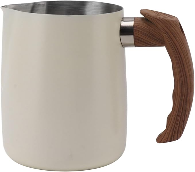 Milk Frothing Pitcher, 20/34oz Stainless Steel Steaming Pitchers Scale Coffee Milk Frother Cup Espresso Machine Accessories Barista Tools for Cappuccino Latte Art (34oz-White)