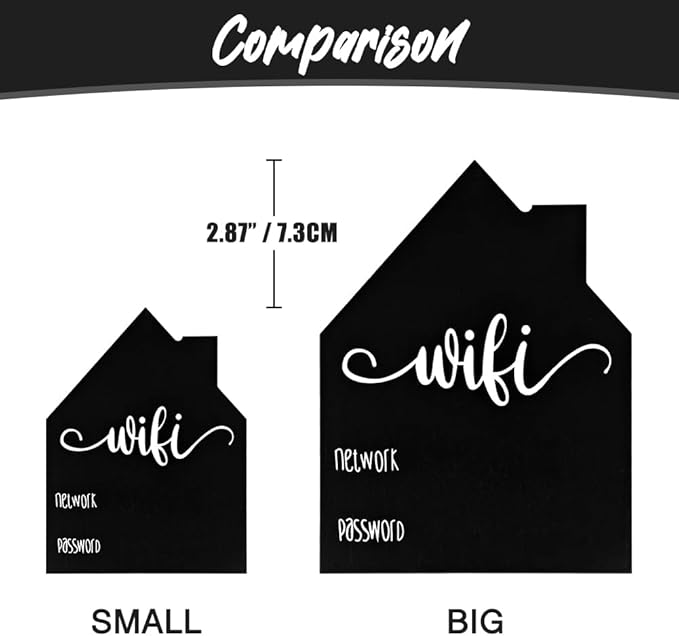 WiFi Password Sign Wooden WiFi Sign Wireless Network Sign Table Chalkboard for Restaurant Supermarket Office Home Bar Coffee (7.87" HX5.91 W Black4)