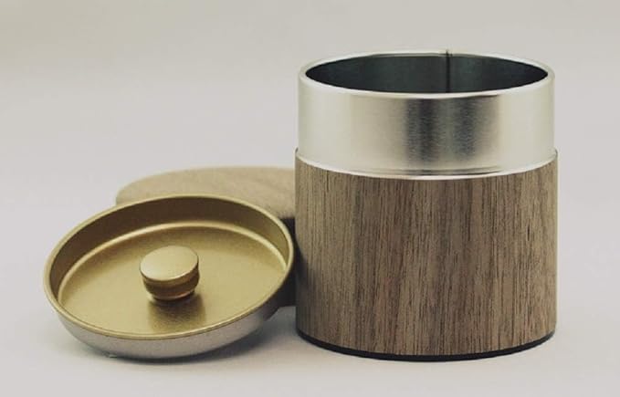 Natural Wood Tea Tin Canister : Walnut/Wide 3.5oz (100g), Japan