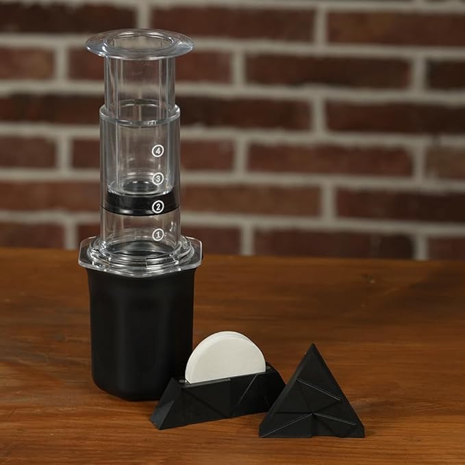 Espresso Paper Filters Storage Holder - CAFEMASY Triangle Coffee Filter Container with Lid Compatible with Aeropress Standard Filters and Espresso Filters