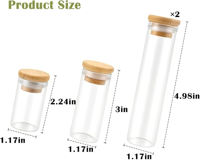 Cat Whisker Jars, 4 Pack Cat Whisker Jars with Bamboo Cover, Mini Glass Vase for Whiskers Cats Collector, Elegant Memorial Gift for Pet Lovers, 3 Sizes, Transparent