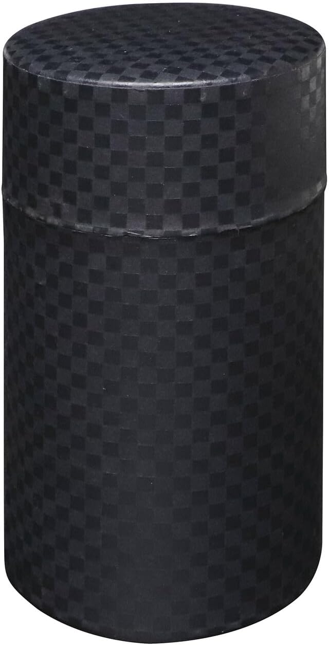 Japanese Pokkan Matcha Coffee Spice Tea Tin Canister Washi Paper Storage with Lid 7.05 oz Capacity (Kuro)