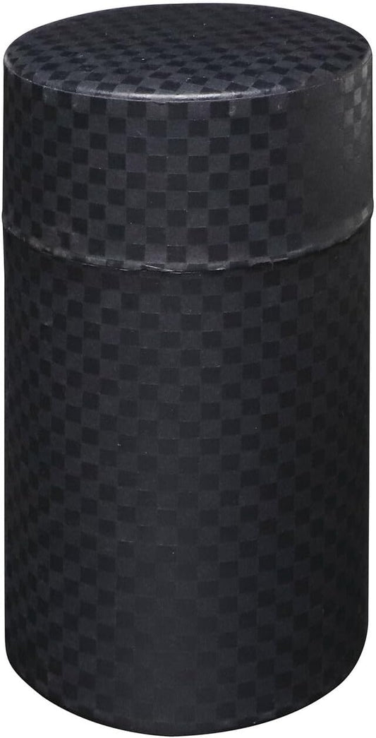 Japanese Pokkan Matcha Coffee Spice Tea Tin Canister Washi Paper Storage with Lid 7.05 oz Capacity (Kuro)