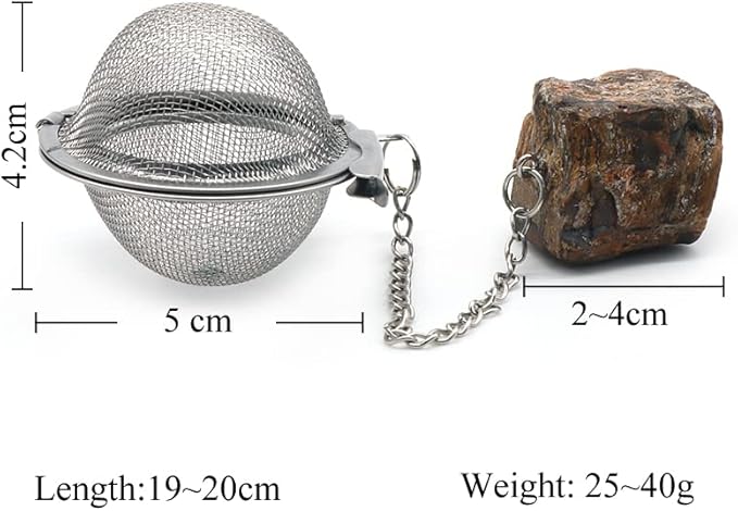 5 Pcs Tea Filter Stainless Steel with Crystal Energy Stone Tea Strainers with Fine Mesh Extend Chain Hook Tea Ball Infuser for Loose Tea Leaves Spices Seasonings
