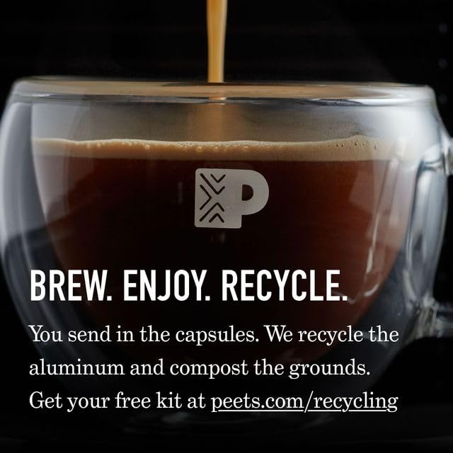 Peet's Coffee, Medium Roast Decaf Espresso Capsules, Compatible with Nespresso Original Machine, Decaffeinated Arabica Coffee - Decaf Ristretto Intensity 10, 50 CT (5 Boxes of 10 Espresso Capsules)