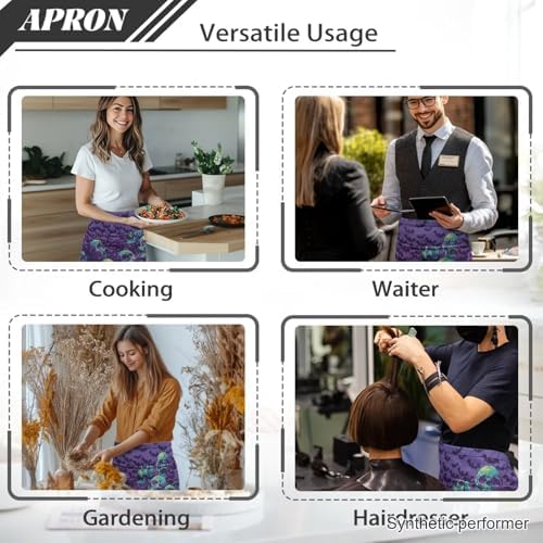 Server Apron with 3 Pockets 13 Inch Short Half Waist Aprons Waterproof Cooking Aprons for Women Men - Image 5