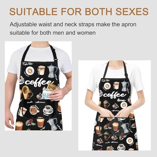 PXTIDY Coffee Time Kitchen Apron Barista Gift Home Cafe Gift Coffeeholic Gift Coffee Shop Apron For Waterproof Adjustable - Image 4