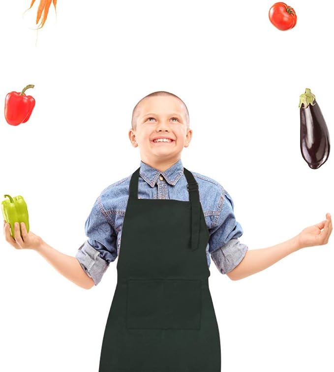 SINLAND Kids Aprons with Large Pocket 2 Pack | Adjustable Cooking Chef Aprons,Stain Resistant Toddler Apron for Baking Painting Gardening Boys Girls - Image 5