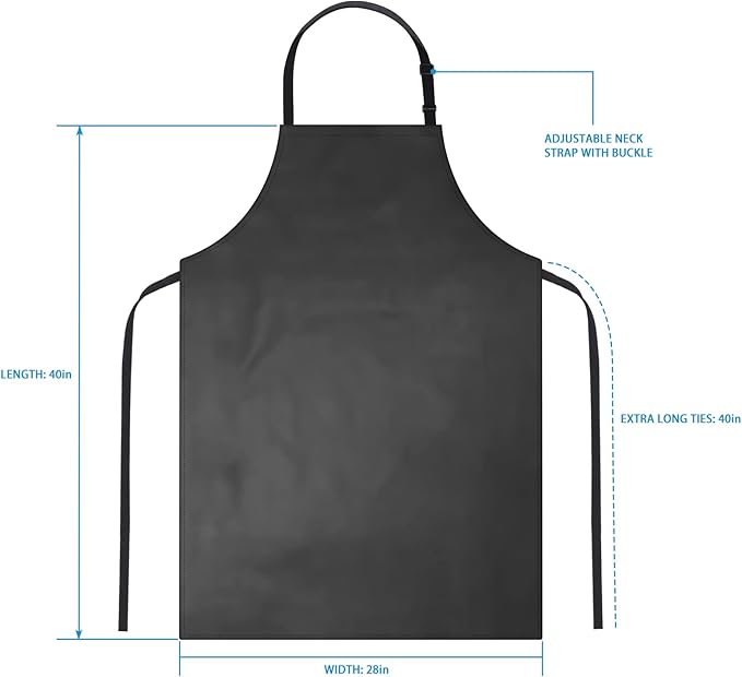 Gotega Waterproof Rubber Vinyl Apron Adjustable Dishwasher Apron - Apron for Women Men Heavy Duty Work Apron