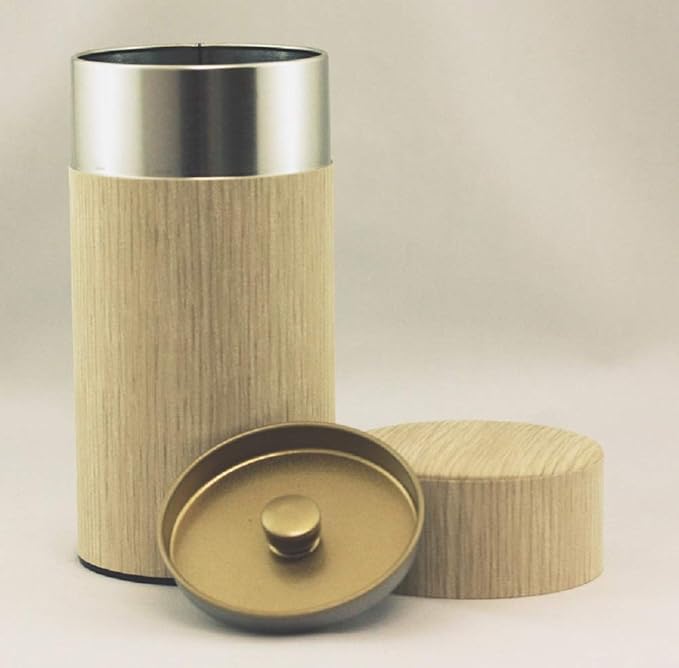 Natural Wood Tea Tin Canister : Oak/Long 7oz (200g), Japan