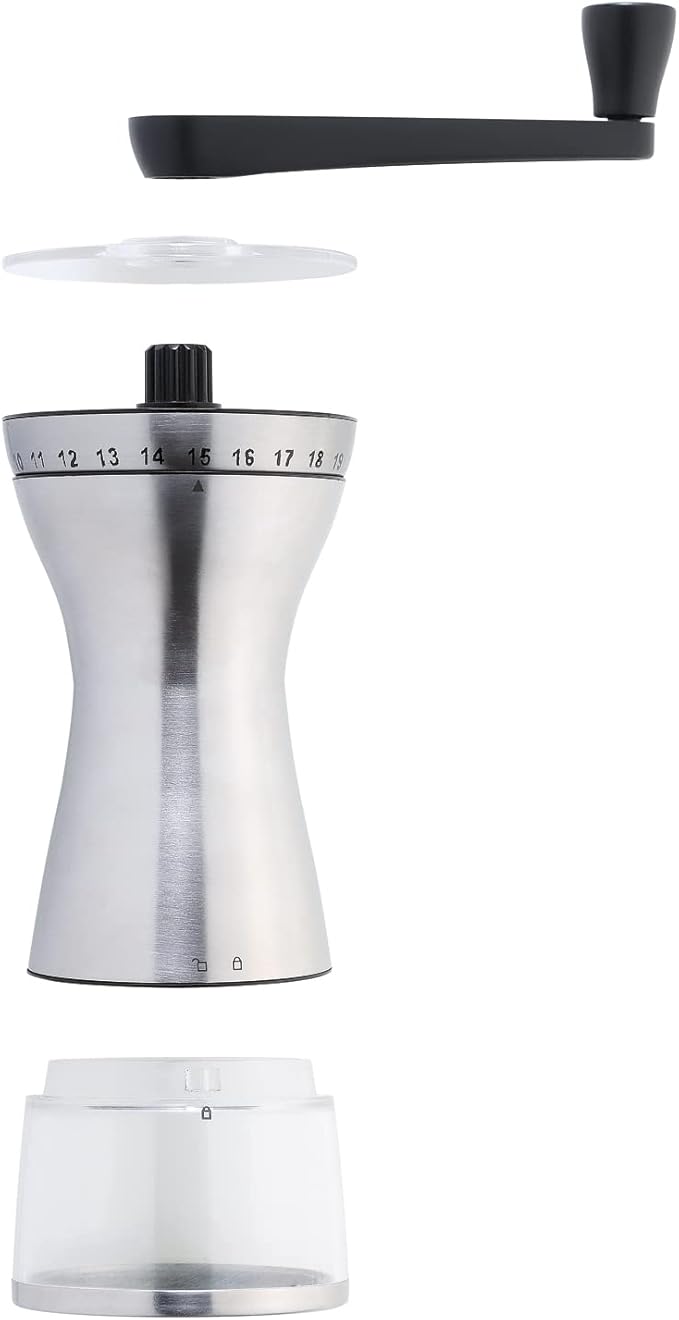 Zassenhaus Manaos Manual Coffee Grinder - Stainless Steel Mill - 2.5 Ounce, 9.5-Inch Hand Bean Grinder for Fresh Coffee