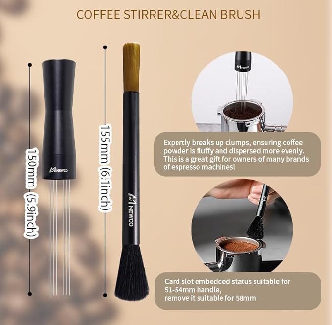 7 Pack Espresso Tamper Station&Coffee Distributor Tamper&Espresso WDT Stirrer&Coffee Tamping&Brush&Coffee Dosing Funnel&Espresso Puck Screen, Multipurpose Tools for Bar Home Office (51 mm) - Image 7