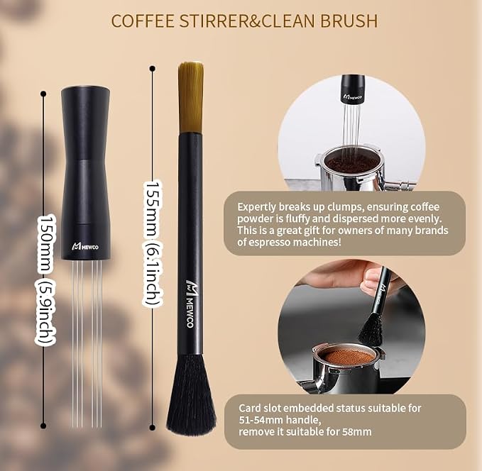 7 Pack Espresso Tamper Station&Coffee Distributor Tamper&Espresso WDT Stirrer&Coffee Tamping&Brush&Coffee Dosing Funnel&Espresso Puck Screen, Espresso Accessories for Bar Home Office (58 mm) - Image 7