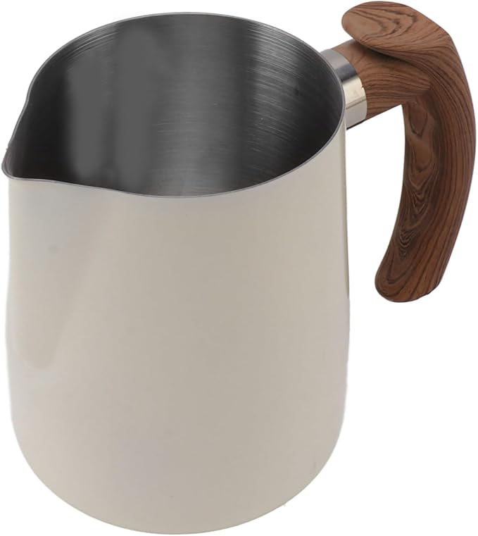 Milk Frothing Pitcher, 20/34oz Stainless Steel Steaming Pitchers Scale Coffee Milk Frother Cup Espresso Machine Accessories Barista Tools for Cappuccino Latte Art (34oz-White)