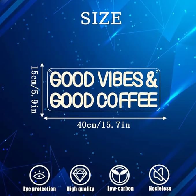 Good Vibes & Good Coffee LED Neon Sign Coffee Bar Shop Cafe Drink Neon Light Restaurant Decoration Home Wall Decor Welcome Open Sign