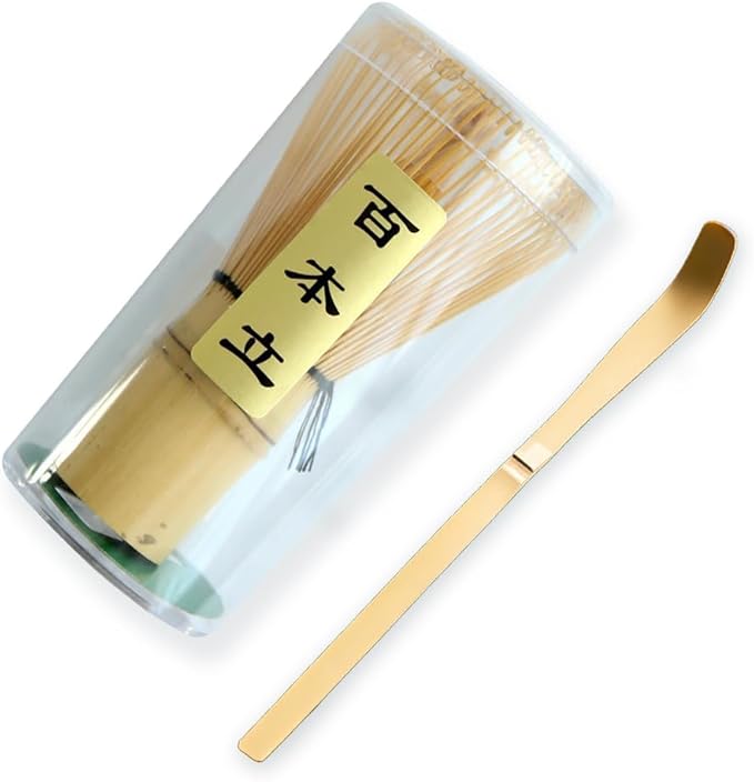 Matcha Whisk Set, Handmade Traditional Starter Set with Tea Spoon, Secure Japanese Tea Accessories for Tea Lovers and Beginners