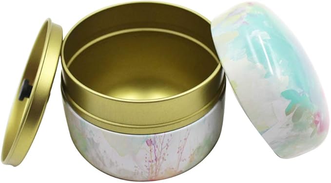 2 Pack Mini Tea Storage Containers Tea Coffee Tins, Flowers Pattern Food Storage Container for Herb, Candy, Chocolate, Sugar, Spices, Candle