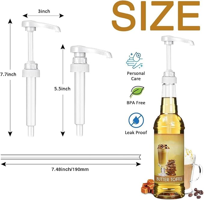 16 Packs White Coffee Syrup Pump Dispenser, Compatible with 25.4 Oz/750ml Bottles, Great for Home & Coffee Bar Drinking Mixes, Tea, Beverage, Cocktails, Plus Spoons(5.23") - Image 4