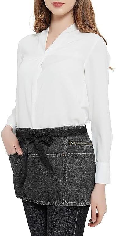 100% Cotton Denim Waist Apron with Zipper Pocket & Pen Pocket, 13" X 25", (5 Pockets) - Image 4