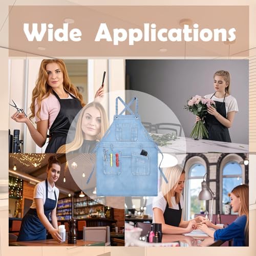 Denim Apron with Big Pockets Adjustable Cooking Apron Jean for Hair Stylist Gardening Craftsmen Barista Hairdresser - Image 6