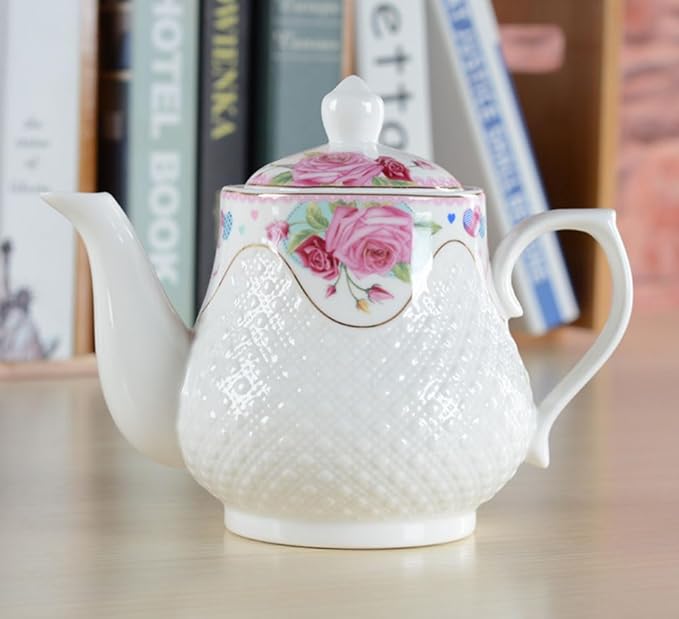 123Arts Teapot, Flower Teapot, Ceramic Tea Pot, Tea Pot for Home Office,750ml