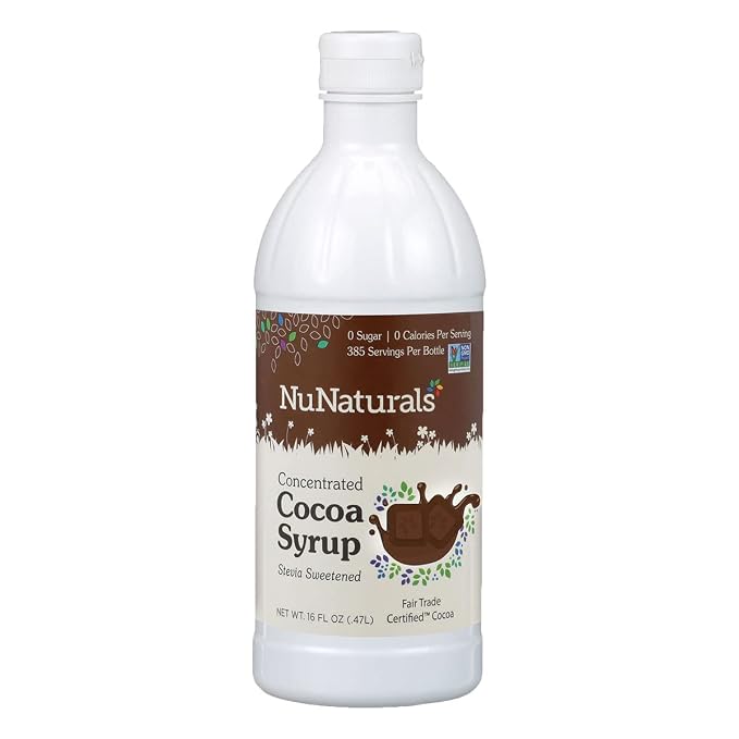 NuNaturals Stevia Syrup, Sugar-Free Sweetener, Plant-Based Sugar Substitute, Zero Calorie, Chocolate Flavor Syrup, 16 oz by NuNaturals