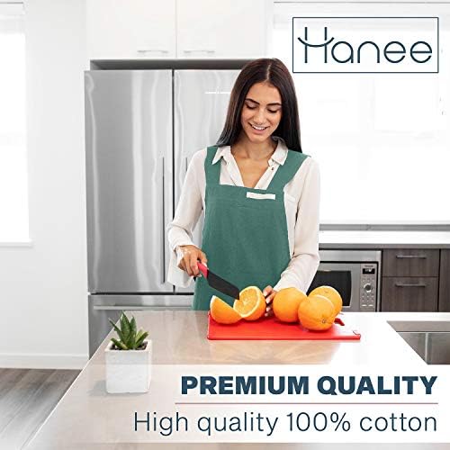 HANEE Cotton Aprons for Women and Men | Cross-Back Apron with Pockets - Image 2