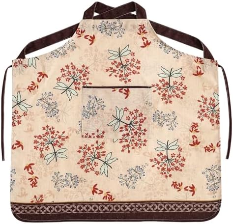 patdrea Blue Floral Linen Apron with Pocket,French Kitchen Garden Chef BBQ Aprons for Women and Men,Crisscross Back Straps by patdrea