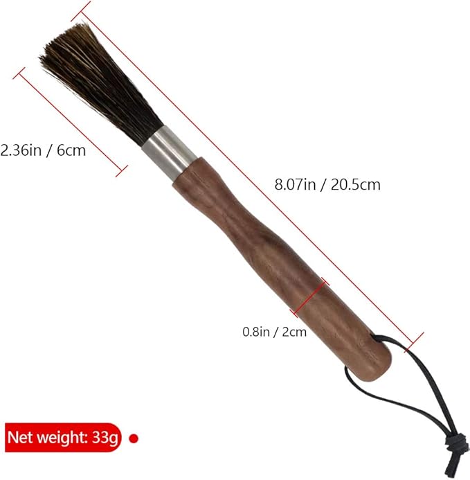 Coffee Grinder Brush, Machine Cleaning Espresso Cleaner, Maker Cleaner Tool with Storage Bag, Wooden Handle