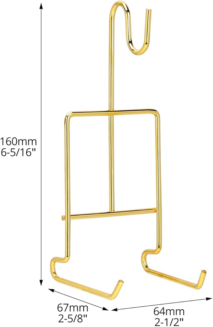 QWORK 6 Pack Gold Tea Cup and Saucer Display Stand Holder Rack for China Coffee Mugs Organizer – Teacup Easel for Kitchen, Dining Room, and Curio Cabinet Displays