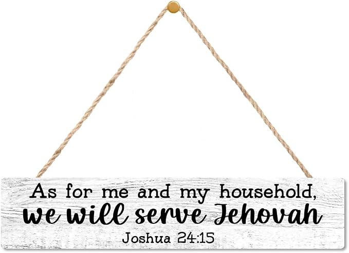 AGMDESIGN As for Me And My Household We Will Serve Jehovah Wood Sign, Faith-Based Wall Decor for Shelf Desk Door, Christian Jesus Hanging Wooden Plaque for Prayer Room Home Bedroom Farmhouse by Unknown