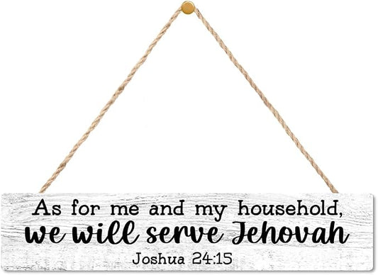 AGMDESIGN As for Me And My Household We Will Serve Jehovah Wood Sign, Faith-Based Wall Decor for Shelf Desk Door, Christian Jesus Hanging Wooden Plaque for Prayer Room Home Bedroom Farmhouse by Unknown