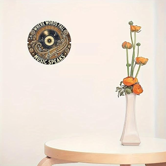 Vintage Record-Inspired Circular Decor Sign - Ideal for Home, Bar, Cafe & Garage Ambiance | Wood Fiberboard Music Festival Wall Art - Image 4