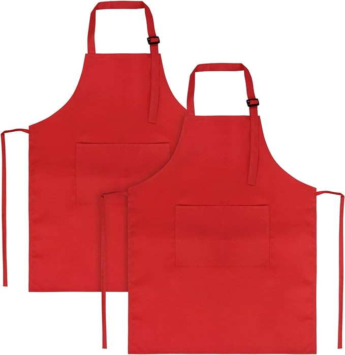 SINLAND Kids Aprons with Large Pocket 2 Pack | Adjustable Cooking Chef Aprons,Stain Resistant Toddler Apron for Baking Painting Gardening Boys Girls by SINLAND