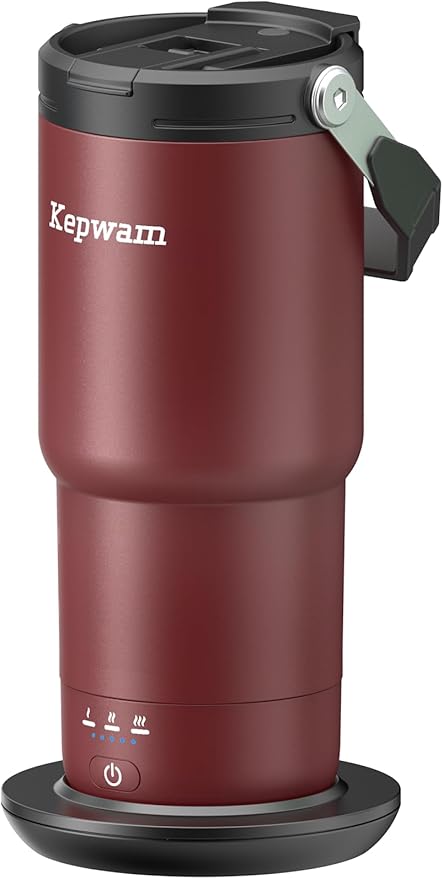 Kepwam T3 Self-Heating Travel Mug 20oz, Temperature-Controlled Coffee Warmer Mug, Smart Travel Mugs Keep Coffee Drinks Hot, Heated Cup Great for Driver Outdoor Fits Car Cup Holders
