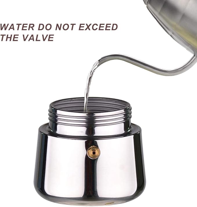 YOLIFE Stovetop Espresso Coffee Maker, Induction Stainless Steel Italian Moka Pot, Pressure Heat Cooking Coffee for Italian Espresso, Cappuccino and Latte, 300ml / 10oz / 6 Espresso Cup (1 Cup=50ml)