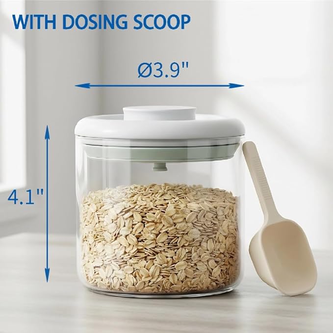 Airtight Food Storage Canisters with Lids - 20 fl oz Leakproof Clear Glass Jars for Cookie, Oat, Pasta, Tea, Coffee Bean & Sugar, Multipurpose Kitchen Canister Set, Ideal Gift