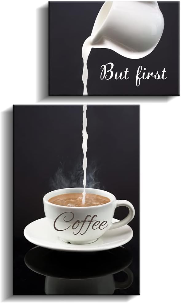 Pinetree Art Coffee Bar Wall Decor - But First Coffee Sign - Kitchen Canvas Wall Art for Modern Home Dining Room - Image 4
