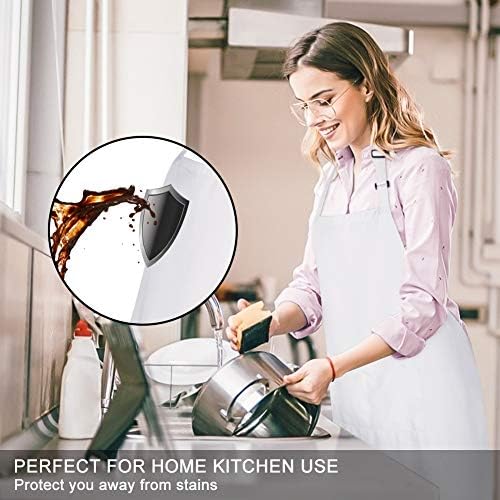 Jubatus 4 Pack Bib Aprons with 2 Pockets Cooking Chef Kitchen Apron for Women Men, White - Image 3