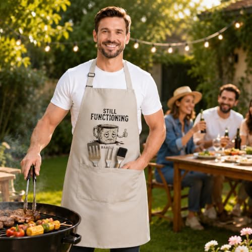 Still Functioning Barely Funny Coffee Apron for Women Men | Tired coffee mug artwork adds relatable humor for coffee lovers, home cooks, bakers, baristas, and busy mornings - Image 7