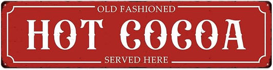 Hot Cocoa Served Here Christmas Metal Sign Vintage Print Art Poster Tin Hanging Plaque for Home Kitchen Patio Yard Office Cafe Coffee Bar Front Door Wall Decor Novelty Gift 16" x 4" by SCAZOMV