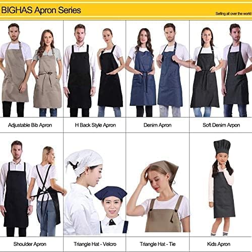 BIGHAS Adjustable Bib Apron with Long Ties for Women Men 18 Colors Chef Kitchen Cooking - Image 7