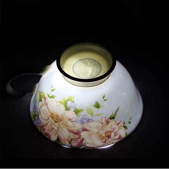Vintage Ceramic Teacup, Elegant Coffee Cup with Spoon and Saucer Set, Fine Royal Bone China Tea Cups (Blue)