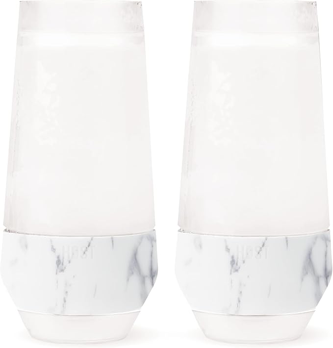 Host Champagne Freeze Stemless Chilling Wine Glasses, 9oz Set of 2, Freezer Cooling Cups, Insulated Flute Gifts for Women, For Mimosas, Prosecco and Bubbly, Marble