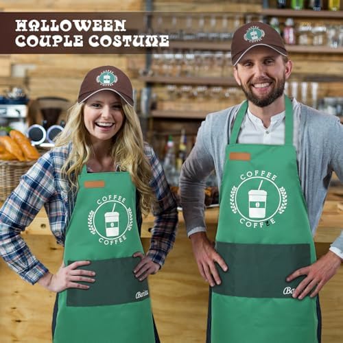Zoooyawn Barista Halloween Costume for Adult Coffee Costume Apron and Hat for Halloween Kitchen Cooking - Image 4