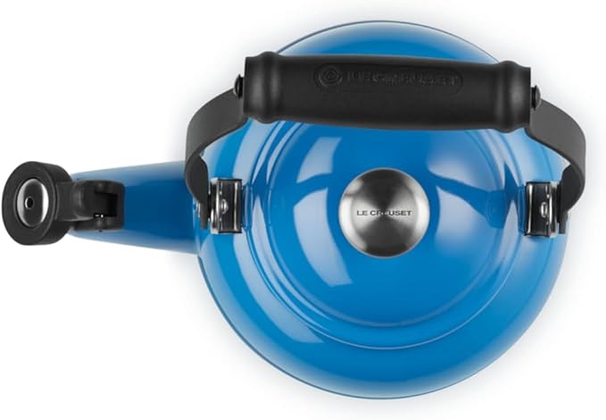 Le Creuset Enamel On Steel Demi Tea Kettle with Metal Finishes, 1.25 qt., Marseille
