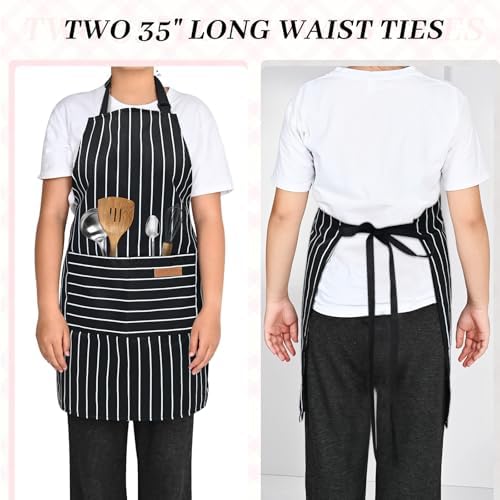 2Pack Adjustable Kitchen Apron for Women Men with 2 Pockets，Cotton-Polyester Blend Bib Aprons for Cooking,Baking - Image 6
