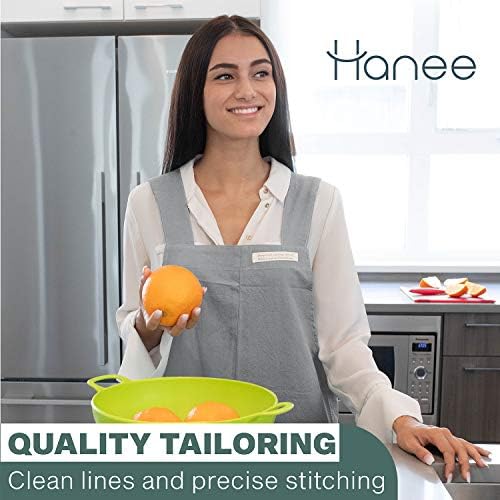 HANEE Cotton Aprons for Women and Men | Cross-Back Apron with Pockets - Image 3