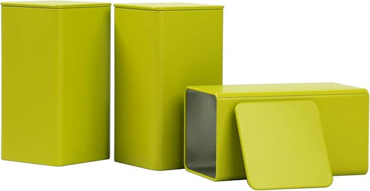 Square Tin Can Empty Cube Steel Box Storage Container kit 65mm Series for Treats, Gifts, Favors, Loose Tea, Coffee and Crafts, Green, 3L